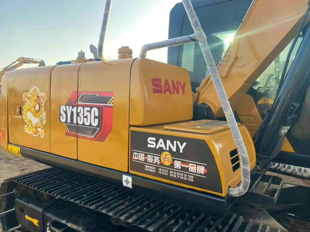 المستخدم SANY SY135C 13.5T الحفرة الخدمة الكاملة التاريخ البناء التعدين التربة