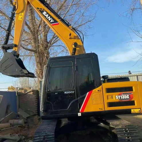 المستخدم SANY SY135C 13.5T الحفرة الخدمة الكاملة التاريخ البناء التعدين التربة