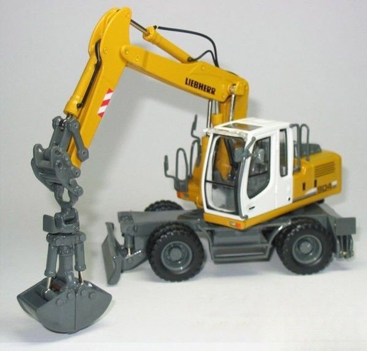 1/50 Liebherr A904C حفرة عجلات نموذج الصب المعدنية المضغوطة المجمعة مع دلو القبض 58004