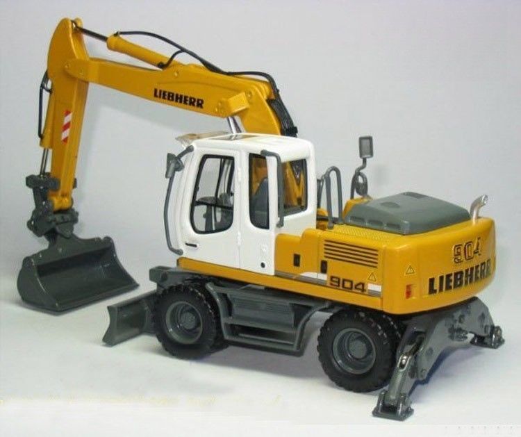 1/50 Liebherr A904C حفرة عجلات نموذج الصب المعدنية المضغوطة المجمعة مع دلو القبض 58004