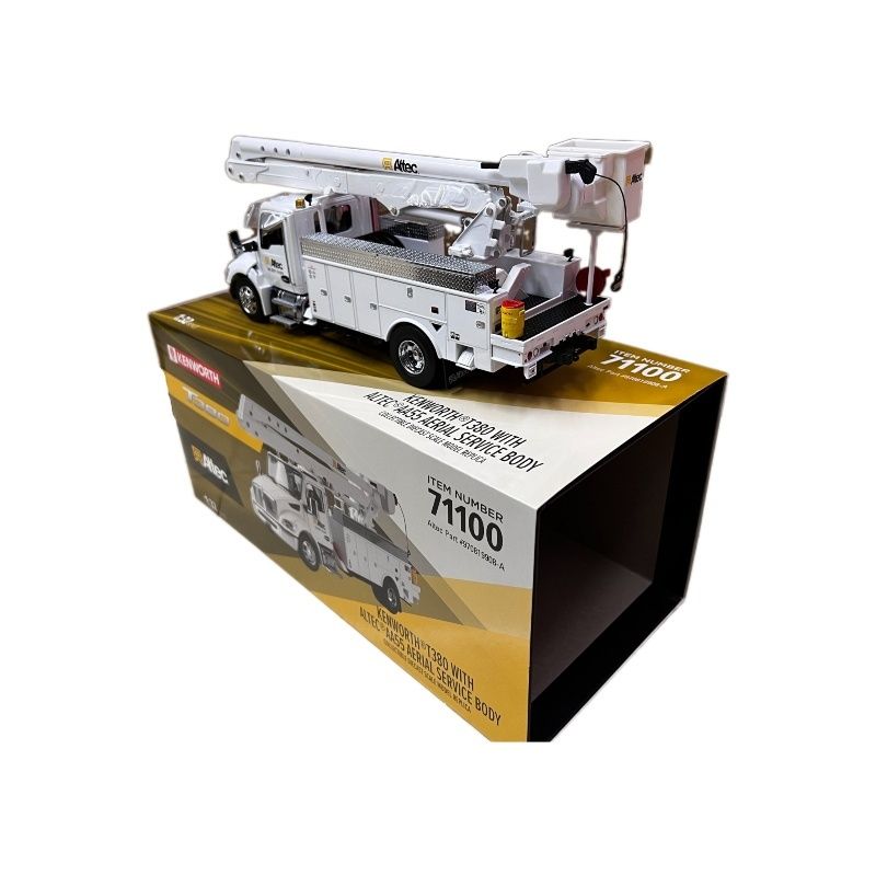 DM 1/32 Kenworth T380 منصة عمل جوية شاحنة سبيكة مركبة بناء نموذج 71100